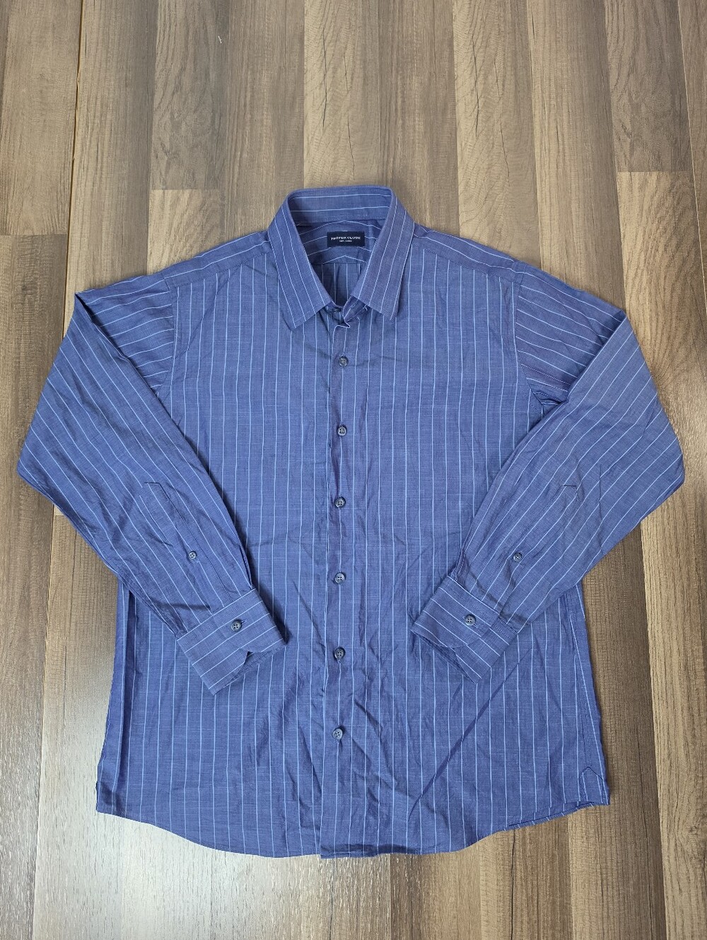Proper Cloth Blue Pinstripe 100% Cotton Dress Shirt Old Money Quiet Luxury. L